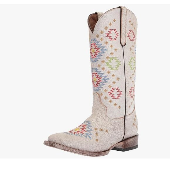 Ferrini Brand Women's Aztec Western Boot White Size 9 - Picture 1 of 11